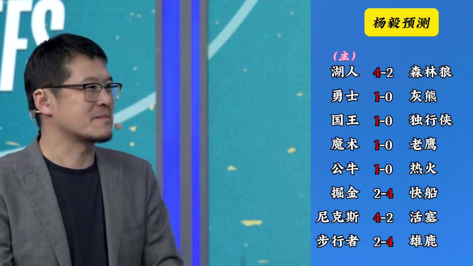 明燈來了！看看楊毅的季后賽預(yù)測：湖人4-2狼 快船4-2掘金